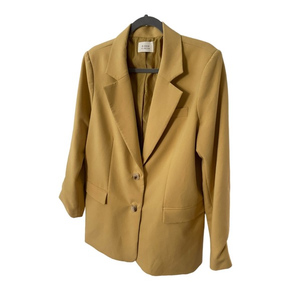 Dissh Rowan Boyfriend Blazer Jacket Notch Lapel SingleBreasted Tan/yellow Size10 - Picture 8 of 13